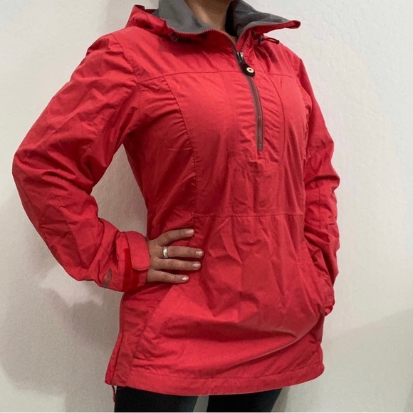 Sims Snowboarding Women’s L Red Hooded Half Zip Windbreaker Jacket - Picture 1 of 9